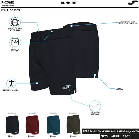 JOMA Short Hombre R-Combi Burdeos 10 JOMA Short Hombre R-Combi Burdeos - Imagen 8