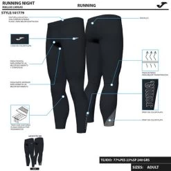 JOMA Mallas Largas Hombre Running Night Negro -Deportiva Ropa Tienda 101779.100 10