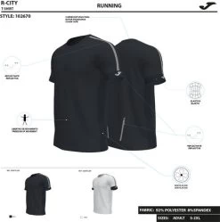 JOMA Camiseta Manga Corta Hombre R-Night Negro -Deportiva Ropa Tienda 102670.100 8