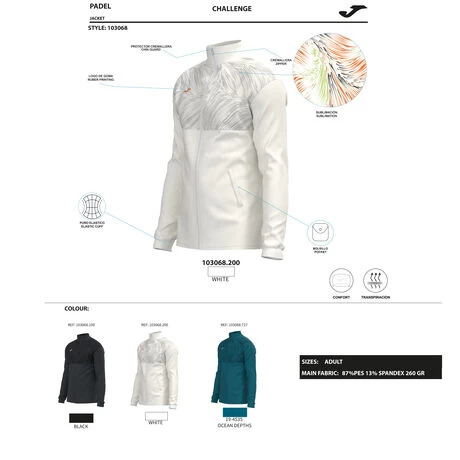 JOMA Chaqueta Hombre Challenge Blanco 10 JOMA Chaqueta Hombre Challenge Blanco - Imagen 8