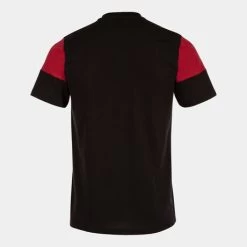 JOMA Camiseta Manga Corta Hombre Crew V Negro Rojo -Deportiva Ropa Tienda 103296.106 2