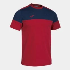 JOMA Camiseta Manga Corta Hombre Crew V Rojo Marino