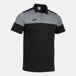 JOMA Polo Manga Corta Hombre Crew V Negro Gris