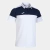 JOMA Polo Manga Corta Hombre Crew V Blanco Marino -Deportiva Ropa Tienda 103297.203 1