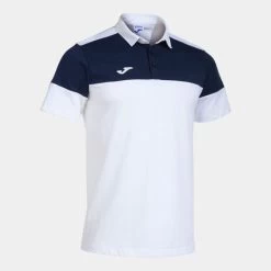 JOMA Polo Manga Corta Hombre Crew V Blanco Marino