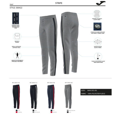 JOMA Pantalón Largo Hombre Stripe Negro Rojo 10 JOMA Pantalón Largo Hombre Stripe Negro Rojo - Imagen 8