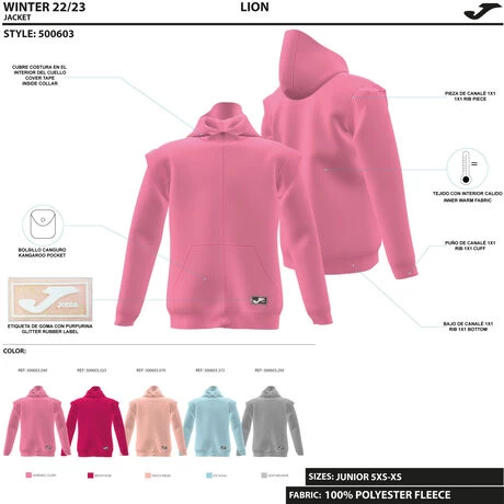 JOMA Chaqueta Con Capucha Niña Lion Fucsia 13 JOMA Chaqueta Con Capucha Niña Lion Fucsia - Imagen 11