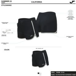 JOMA Short Mujer California Negro -Deportiva Ropa Tienda 800083.100 7
