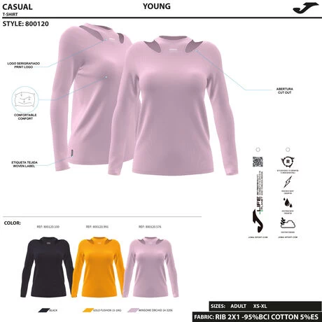 JOMA Camiseta Manga Larga Mujer Daphne Naranja 10 JOMA Camiseta Manga Larga Mujer Daphne Naranja - Imagen 8