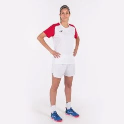 JOMA Camiseta Manga Corta Mujer Academy IV Blanco Rojo -Deportiva Ropa Tienda 901335.206 4