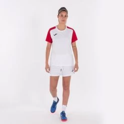 JOMA Camiseta Manga Corta Mujer Academy IV Blanco Rojo -Deportiva Ropa Tienda 901335.206 6