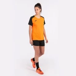 JOMA Camiseta Manga Corta Mujer Academy IV Naranja Negro -Deportiva Ropa Tienda 901335.881 6