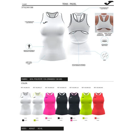 JOMA Camiseta Tirantes Mujer Break Blanco Verde Flúor 8 JOMA Camiseta Tirantes Mujer Break Blanco Verde Flúor - Imagen 6