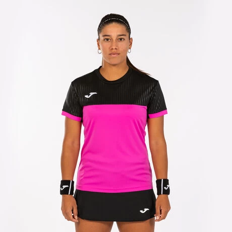 JOMA Camiseta Manga Corta Mujer Montreal Rosa Flúor Negro 4 JOMA Camiseta Manga Corta Mujer Montreal Rosa Flúor Negro - Imagen 2