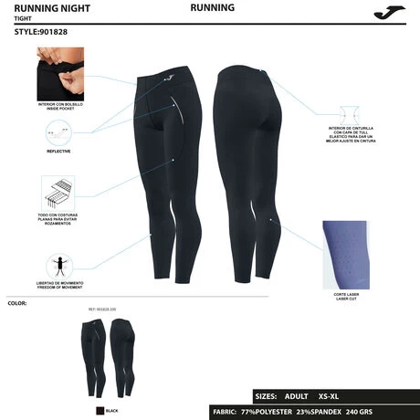 JOMA Mallas Largas Mujer R-Night Negro 9 JOMA Mallas Largas Mujer R-Night Negro - Imagen 7