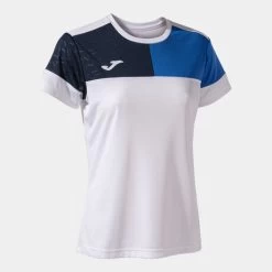 JOMA Camiseta Manga Corta Mujer Crew V Blanco Royal Marino