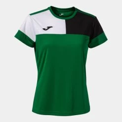 JOMA Camiseta Manga Corta Mujer Crew V Verde Negro Blanco