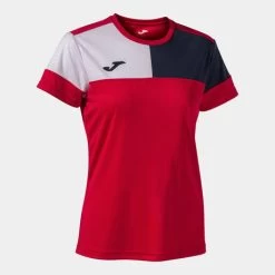 JOMA Camiseta Manga Corta Mujer Crew V Rojo Marino Blanco