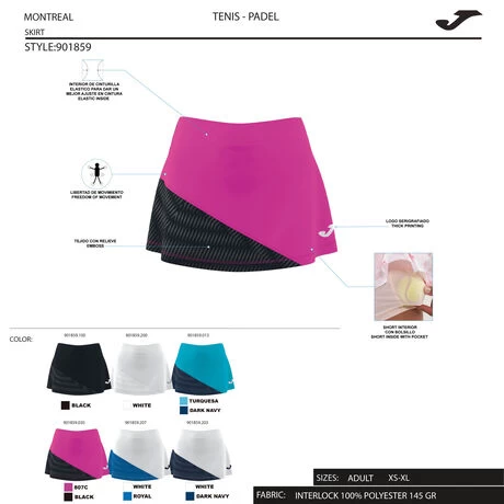 JOMA Falda Mujer Montreal Turquesa Flúor Marino 10 JOMA Falda Mujer Montreal Turquesa Flúor Marino - Imagen 8