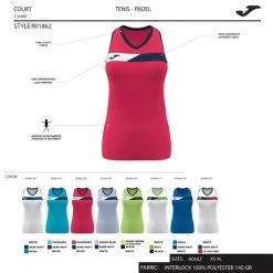 JOMA Camiseta Sin Mangas Mujer Court Blanco Verde Flúor Negro -Deportiva Ropa Tienda 901862.217 8