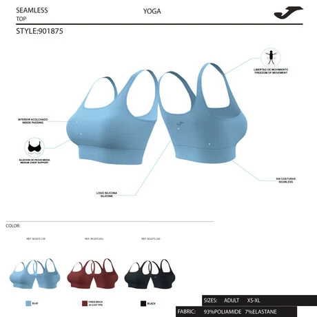 JOMA Sujetador Deportivo Mujer Core Burdeos 7 JOMA Sujetador Deportivo Mujer Core Burdeos - Imagen 5